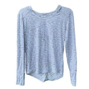 Marmot Gray White Long Sleeve Hooded Top Lightweight Workout, size Small